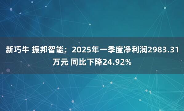 新巧牛 振邦智能：2025年一季度净利润2983.31万元 同比下降24.92%